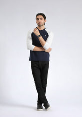 Full Sleeves Navy White T-Shirt